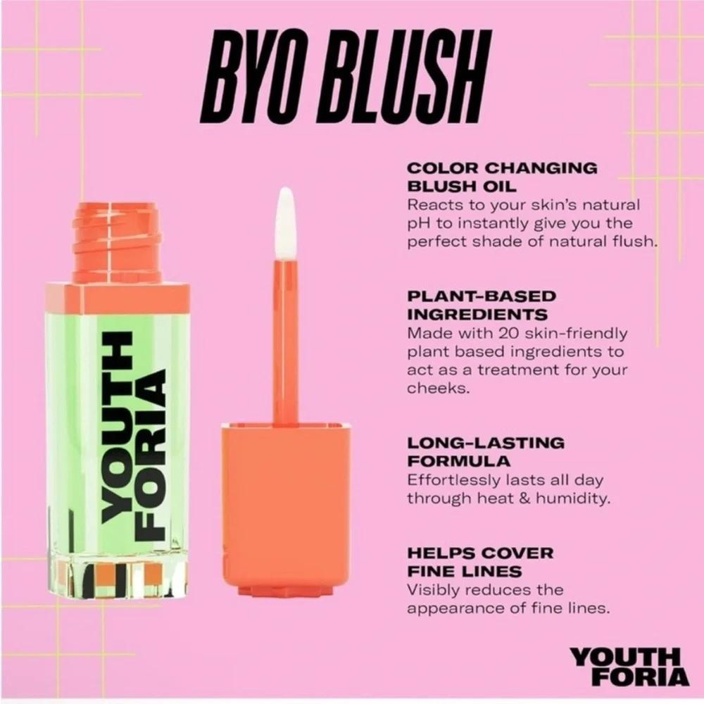 YOUTH FORIA NIB‎ Color Changing Blush Oil BYO BLUSH Reacts To Your Natural PH